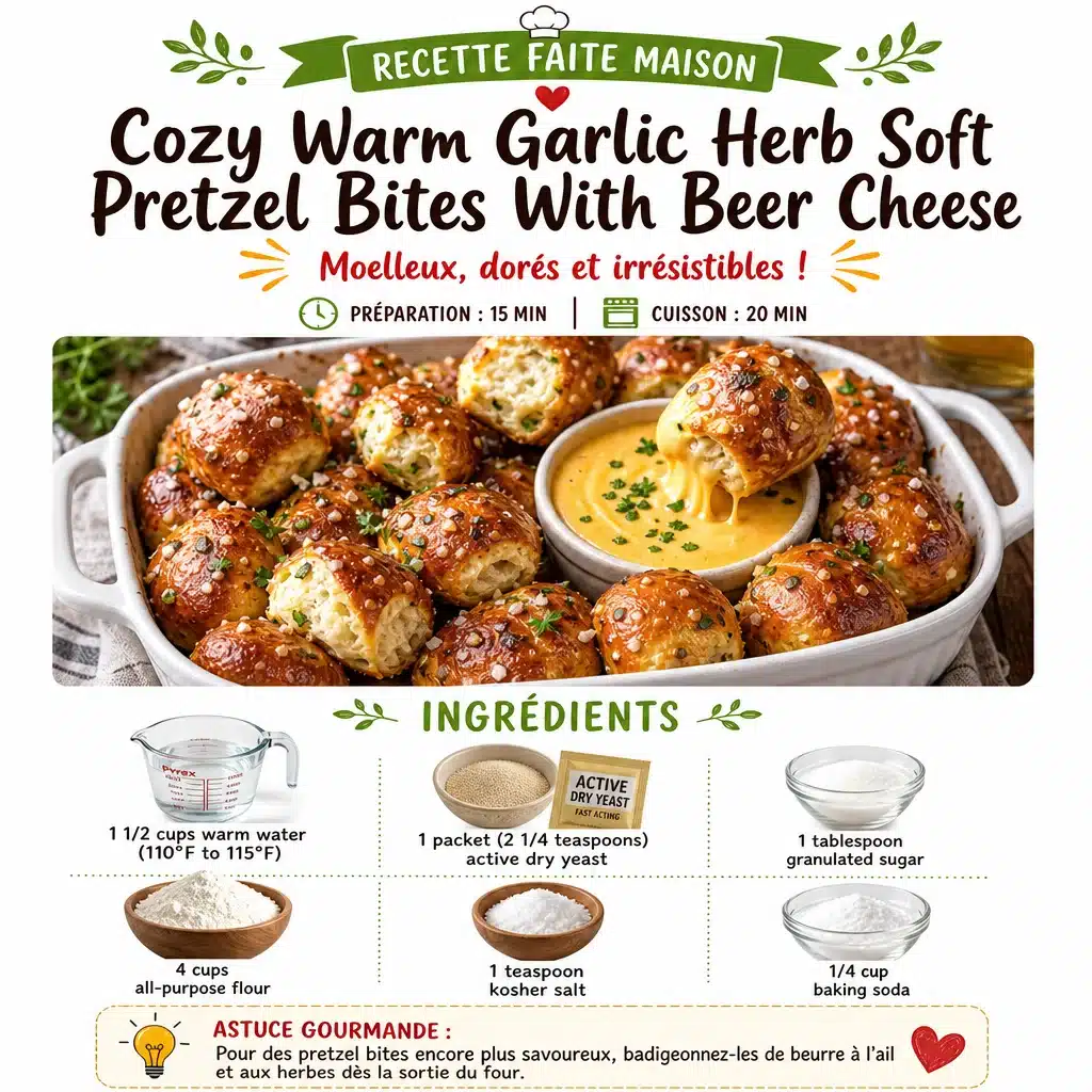 Cozy Warm Garlic Herb Soft Pretzel Bites With Beer Cheese