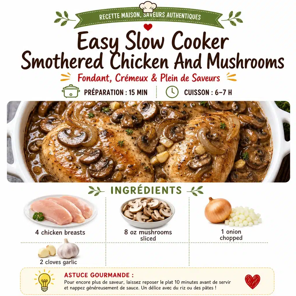 Easy Slow Cooker Smothered Chicken And Mushrooms