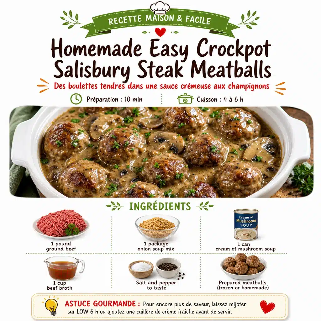 Homemade Easy Crockpot Salisbury Steak Meatballs