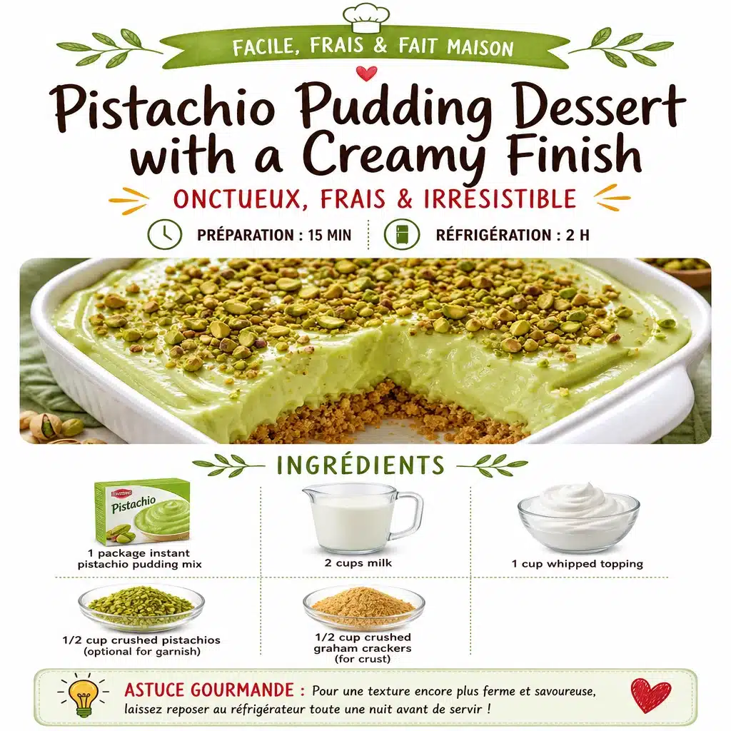Pistachio Pudding Dessert with a Creamy Finish