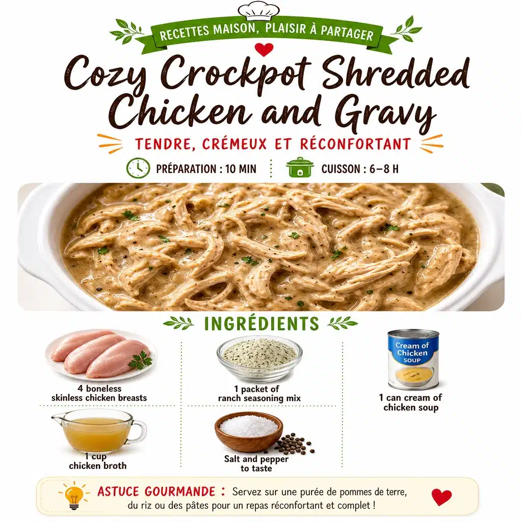Best Easy Cozy Crockpot Shredded Chicken And Gravy