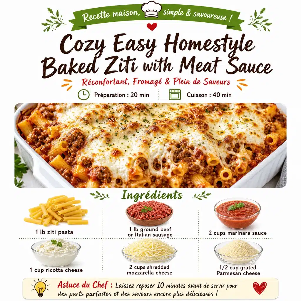 Cozy Easy Homestyle Baked Ziti with Meat Sauce