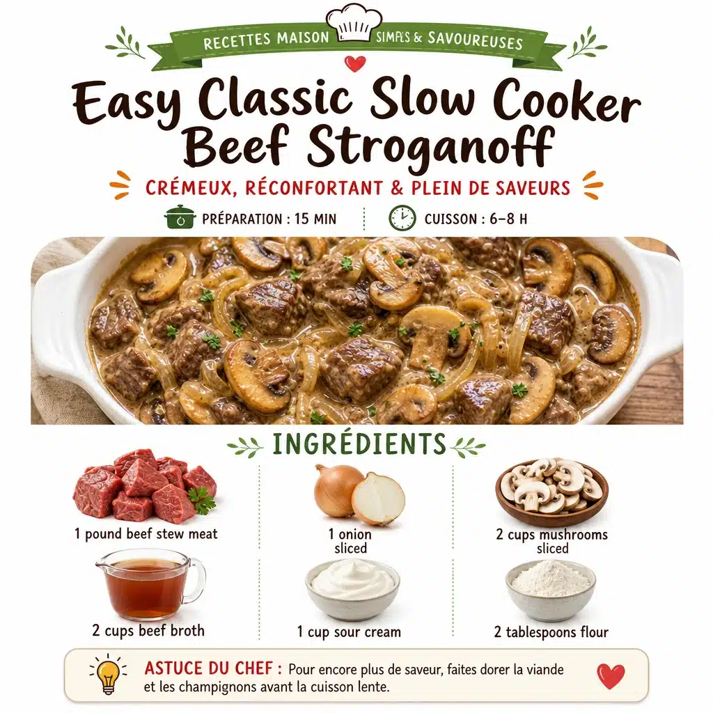 Easy Classic Slow Cooker Beef Stroganoff